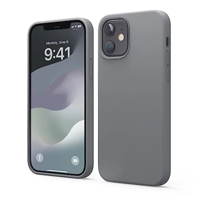 Abbildung von elago Liquid Silicone Case Kompatibel mit iPhone 12 , Pro Hülle (6,1&quot;), Hochwertiges Silikon, Rundumschutz Handyhülle : 3 Layer Struktur Schutzhülle (Dunkelgrau)