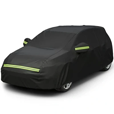 Abbildung von Favoto Autoabdeckung Winter Vollgarage Auto Abdeckplane Staubdicht Wasserdicht Autohülle Autoplane Car Cover für 400cm 435cm Schrägheck Schwarz x 180cm 160cm 2.8kg