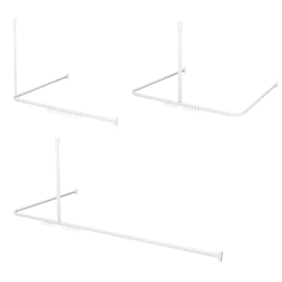Abbildung von Sealskin Easy Roll Duschvorhangstange, Komplett Set inkl. Duschstange, Deckenbefestigung und Ringe, Duschvorhanghalterung zur Montage auf Maß, L Form, U Form Ecke möglich, Aluminium, Weiß