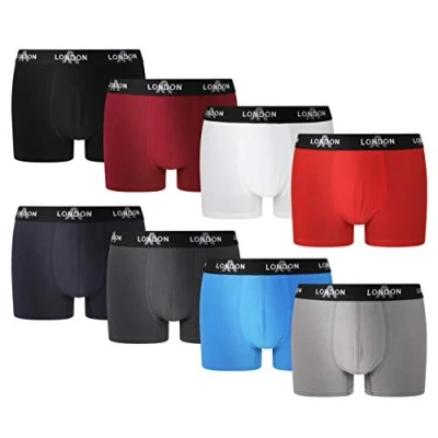 Abbildung von FM London 4/8er Pack Herren Boxershorts mit elastischem Bund Weiche Herren, Stretch Fit Herrenunterwäsche für den Alltag, Mehrfarbig (8er Pack), M