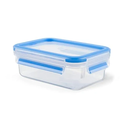 Abbildung von Emsa 508538 Clip &amp; Close Frischhaltedosen 0,55 L Rechteckig Klassikformat Transparent/Blau Clipboxen 100% Dicht