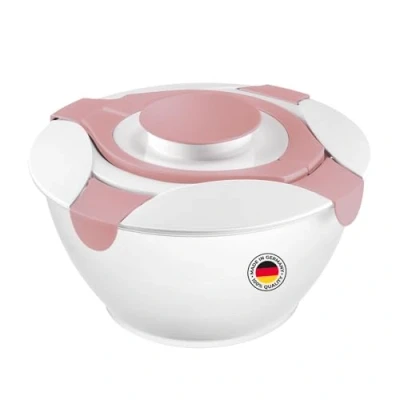 Abbildung von Westmark Salatbutler/ schüssel mit Tragegriffen und Dressing Behälter, Fassungsvermögen: 6,5 Liter, Kunststoff, Praktika, Transparent/Weiß/Rosa, 2422227P