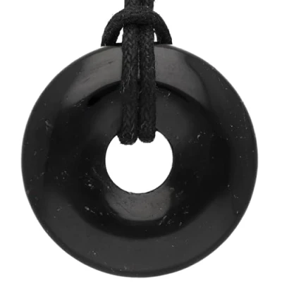Abbildung von Lebensquelle Plus Schörl/Schwarzer Turmalin Donut Ø 30 mm Edelstein Anhänger
