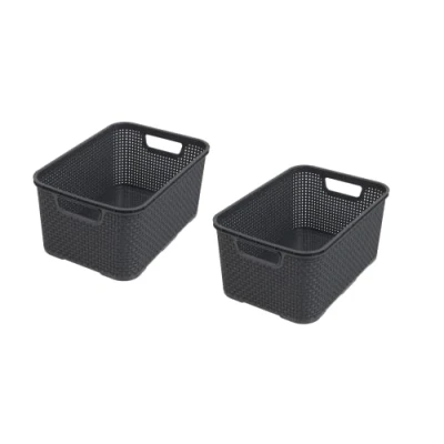 Abbildung von BranQ Home essential Korb in Rattan Design 2er Set Grösse L 19l, Anthrazit, 2, 5901098046206
