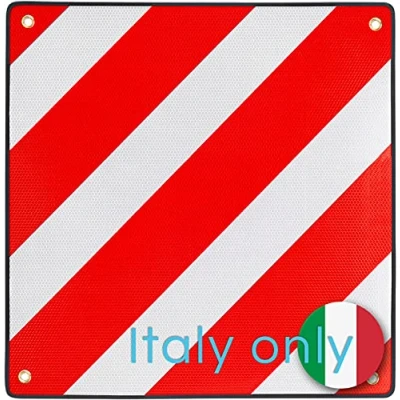 Abbildung von PLANGER® Warntafel Italien (50 x 50 cm) Reflektierendes Warnschild rot weiß für Heckträger u Fahrradträger
