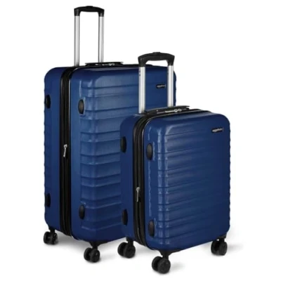 Abbildung von Amazon Basics Hartschalen Reisegepäck, ABS Trolley mit 4 Rollen, 2 Teiliges Set, (55, 78 cm), Marineblau