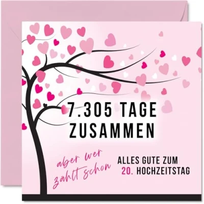 Abbildung von Stuff4 20. Hochzeitstag Karte Liebe 7305 Tage Zusammen 20 Jahrestag Geschenke für Mein Mann Ehemann Meine Frau Ehefrau, 145mm Lustig Glückwunschkarten