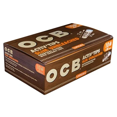 Abbildung von OCB 18657 ActivTips Slim Unbleached 7 mm Virgin Aktivkohlefilter mit Keramikkappen 10 x 50 500 Stück, Papier