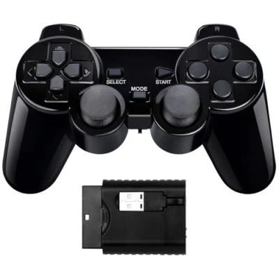 Abbildung von BLUELAKE performance Wireless Double Shock Game Controller kompatibel mit PS1/PS2/TV Box/Steam (schwarz)