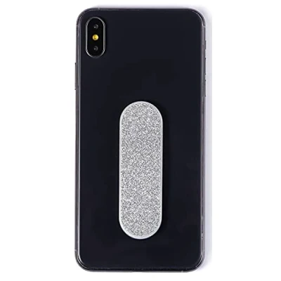 Abbildung von MOMOSTiCK Das Original! Smartphone Fingerhalter Handy Fingerhalterung Halter Ständer Griff Halterung Ring für iPhone Samsung Huawei (Pearl Serie Silber PU)