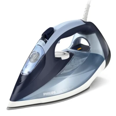 Abbildung von Philips Azur 7000 Serie Dampfbügeleisen 2800 W, 50 g/min Dauerdampf, 250 g Dampfstoß, Vertikaldampf, SteamGlide Plus Sohle, Louros/Baumwollblau (DST7020/20)