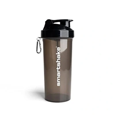 Abbildung von Smartshake Lite Protein Shaker Flasche 1000ml Auslaufsichere Gym Trinkflasche für Proteinshakes Klare PP Wasserflasche, BPA und DEHP freier Proteinpulver Schüttelbecher, schwarz