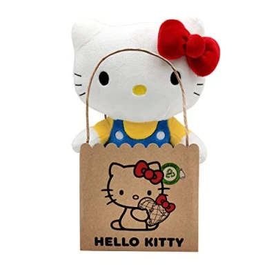 Abbildung von Joy ToyHello Kitty Classic Eco Plush 24 cm in wiederverwendbarem Kartontäschchen der Plüsch ist aus 100% PET Flaschen recyceltem Material