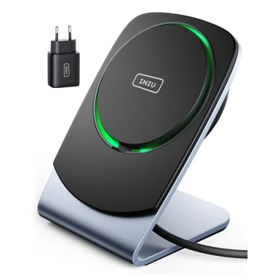 Abbildung von INIU Induktive Ladestation [15W, für MagSafe], Kompatibel mit iPhone 16/15 Pro Max/Plus 14/13/12, Wireless Charger Stand Schnellladen Effiziente Kühlung, kabelloses Ladegerät