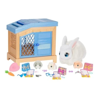 Abbildung von Little Live Pets Mama Surprise Häschen, Häschen zum Füttern &amp; Pflegen bekommt 3 Babys, Interaktives Spielset mit Stall, 20+ Geräusche Reaktionen, Accessoires Stylen