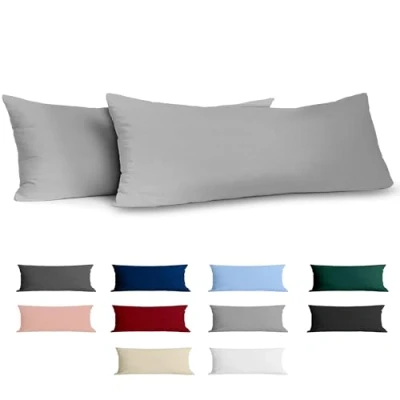 Abbildung von Dreamzie Kissenbezug 40x145 Baumwolle Renforcé (2er Set) Hellgrau Dicht gewebt mit 57 Fäden/cm² 40 x 145 cm Oeko Tex Zertifiziert