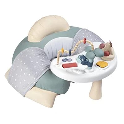 Abbildung von Smoby Toys Little Babysitz mit Spieltisch aufblasbarer Rundsitz Rücken und Armlehne, Sitzbezug Activity Tisch für Kinder ab 6 Monate