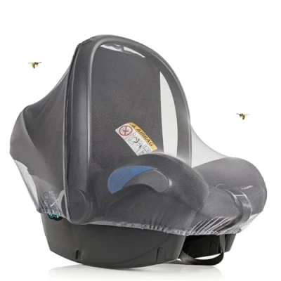 Abbildung von Zamboo Insektenschutz für Babyschale Mückennetz Baby Autositze (z.B. Maxi Cosi, Cybex, Römer) feinmaschiges Moskitonetz mit Gummizug und Trageöffnung Grau