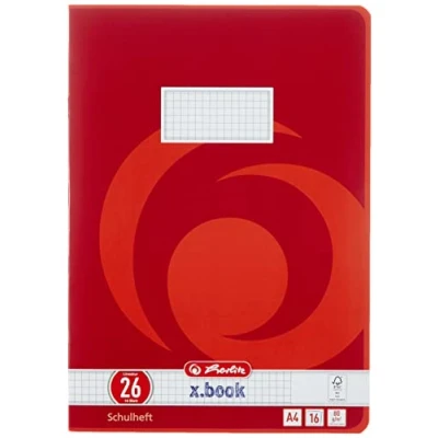 Abbildung von Herlitz 3322609 Schulheft (A4, kariert mit Rand, Lineatur 26) 16 Blatt, 10er Packung