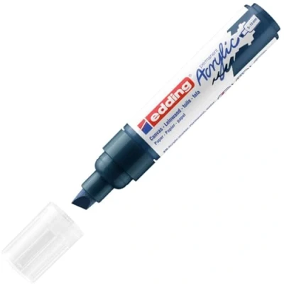 Abbildung von edding 5000 Acrylmarker breit dunkel blau 1 Acrylstift wasserfest breite Keilspitze 5 10 mm Acryl Farben zum Malen auf Leinwand, Malpapier und Holz Acrylstifte für Steine