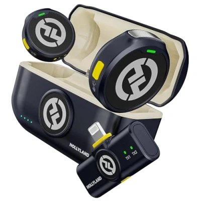 Abbildung von Hollyland Lark M2 Wireless Lavalier Mikrofon für iPhone Lightning MFi Zertifiziert, 48kHz/24 bit Hi Fi Audio 30H Dauer 300m Reichweite, ENC Antischall Ansteckmikrofon kabellos Vlog YouTube