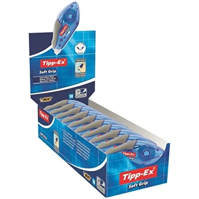 Abbildung von Tipp Ex Korrekturroller Soft Grip, 10m x 4.2mm, 10er Pack, Ideal für das Büro, Home Office oder die Schule