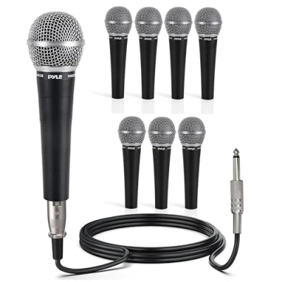 Abbildung von Pyle Karaoke Mikrofon Gesangsmikrofon, microphone, Dynamisches mit Beweglicher Spule, Unidirektionale Nierencharakteristik, 4,5 Meter langem XLR auf 6,35mm Audiokabel für Box