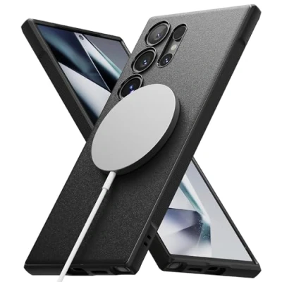 Abbildung von Ringke Onyx Magnetic Case Kompatibel mit Samsung Galaxy S24 Ultra Hülle (2024), MagSafe, rutschfeste Flexibel TPU Kratzfeste Dünne Handyhülle für Magnetische Laden Black