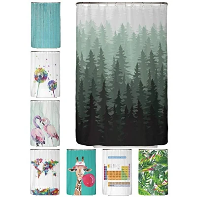 Abbildung von arteneur® Tannenwald Anti Schimmel Duschvorhang 120x200 Recycelt mit Öko Tex Standard 100 Beschwerter Saum, Blickdicht, Wasserdicht, Waschbar, 8 Haken &amp; E Book