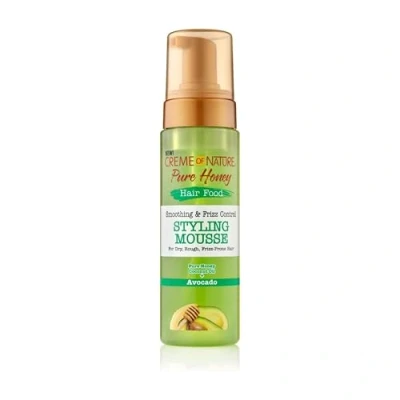 Abbildung von Creme of Nature, Pure Honey Hair Food Avocado, Modellierschaum mit Avocadoöl und Honig, definiert Locken reduziert krauses Haar, Behandlung für lockiges, welliges 207ml