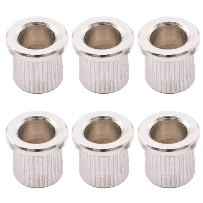 Abbildung von Musiclily Pro Big Lip Stil Gitarre Tele Saitenhülsen String Ferrules Strings Through Body für Telecaster/Hardtail Strat Style E gitarre, Nickel (6 Stück)
