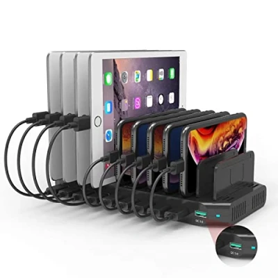Abbildung von Alxum 60W Multi USB Ladestation 10 Ports mit QC 3.0 Mehrere Geräte Schnelles für Mobiltelefon, Tablet, Schwarz