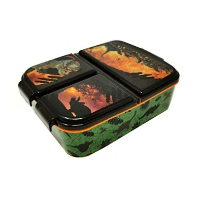 Abbildung von Theonoi Kinder Brotdose Lunchbox Sandwichbox mit Fächern Brotbox Unterteilung Kindergarten Kunststoff BPA frei (Dinosaurier Dino)