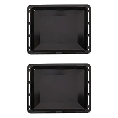 Abbildung von ICQN 460 x 370 30 mm Backblech Set, Passend für Bosch Neff Constructa, 2er Emaillierte Fettpfanne Backofen, Kratzfest &amp; Rosfrei, 46 37 cm