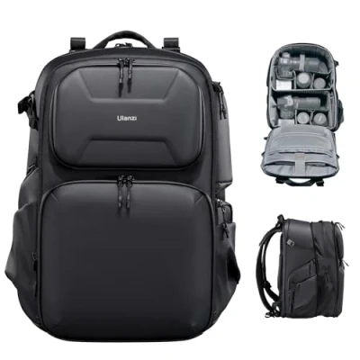 Abbildung von ULANZI BP10 Hartschalen Kamerarucksack, Professionelle Wasserdichte Fotografie Kameratasche für Fotografen Unisex Drohne Dslr Spiegellose Kamera Objektiv Stativhalterung 17&#039;&#039; Laptop Schwarz 35L