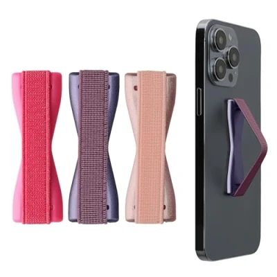 Abbildung von kwmobile Smartphone Fingerhalter 3 Set Handy Halter Griff Halterung Einhandbedienung 3X Handyhalter in Rosegold Pink Brombeere