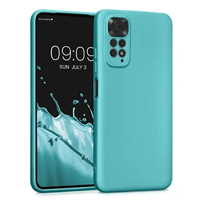 Abbildung von kwmobile Handyhülle kompatibel mit Xiaomi Redmi Note 11 / 11S Hülle weiche Silikon Case metallisch schimmernd in Metallic Mintgrün
