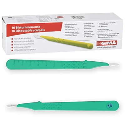 Abbildung von GIMA Sterile Einweg Skalpelle, mit Sicherheitsabdeckung, Nr. 15, 10er Pack, 27043