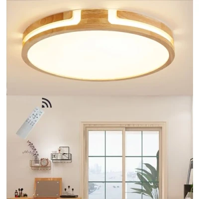 Abbildung von GHiycotdl Deckenleuchte Holz, 40CM 24w Dimmbar 3000K 6000K Moderne Holz Runde Deckenlampe Lampe FüR Schlafzimmer Wohnzimmer Kinderzimmer BüRo Arbeitszimmer ø40cm