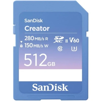 Abbildung von SanDisk Creator SD UHS II Speicherkarte 512 GB (Für DSLR und Mirrorless Kameras, 6K Video, V60, II, 280 MB/s Lesen, RescuePRO Deluxe, Adobe Creative Cloud)