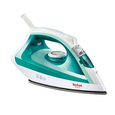 Abbildung von Tefal FV1710 Virtuo Dampfbügeleisen 1800 Watt 80 g/Min. Dampfstoß 20 kontinuierlicher Dampf ergonomischer Dampfauslöser Antihaft Bügelsohle vertikales Dampfglätten Weiß/Türkis