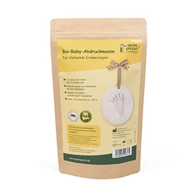 Abbildung von GRÜNSPECHT Bio Baby Abdruckmasse, Handabdruck &amp; Fußabdruck, aus zertifizierter Kartoffelstärke, Geschenk Geburt, 1 Dose (677 00)