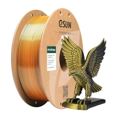 Abbildung von eSUN Silk Dual Color PLA Filament 1.75mm, Co Extrusion Magic 3D Druck Filament, Farbverlauf wechselnd 1KG Spule (2.2 LBS) für Drucker, Schwarzes Gold