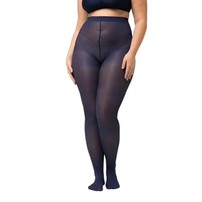 Abbildung von Ulla Popken Damen Essential Mikrofaser Strumpfhose, 60den Dunkelblau, 52 54 EU