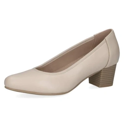 Abbildung von CAPRICE Comfort Damen Pumps aus Leder mit Blockabsatz, Cremefarben (Cream Perlato), 39 EU