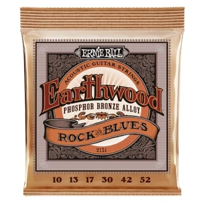 Abbildung von Ernie Ball Earthwood Rock and Blues Akustik Gitarrensaiten, Phosphor Bronze, G Saite nicht umwickelt, Stärke 1052