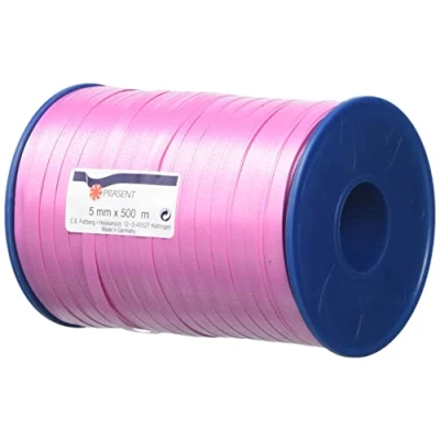 Abbildung von C.E. PATTBERG Geschenkband pink, 500 Meter Ringelband 5 mm zum Basteln, Dekorieren &amp; Verpacken von Geschenken zu jedem Anlass