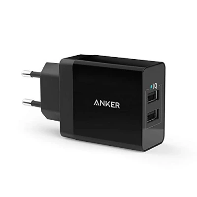 Abbildung von Anker 24W 2 Port USB Ladegerät mit PowerIQ Technologie für iPhone, iPad, Galaxy, Nexus, HTC, Motorola, LG und viele mehr (Schwarz)