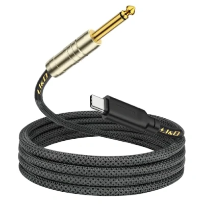 Abbildung von J&amp;D USB C auf 6,35 mm 1/4 Zoll TS Gitarren Audiokabel, Tonaufnahme, Bass, E Piano Mikrofonkabel Kompatibel mit iPhone 15/15 Plus/15 Pro/15 Pro Max, iPad, iMac, 2 Meter