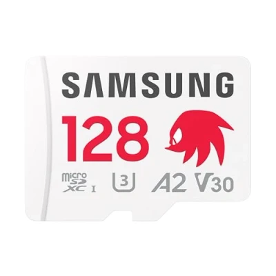Abbildung von Samsung Sonic the Hedgehog(TM) microSD Karte + SD Adapter, Speicherkarte mit 128 GB, UHS I U3, Full HD &amp; 4K UHD, 180 MB/s Lesen, 130 Schreiben, Datenspeicher für Handheld Konsolen, MB MD128SA/LC1